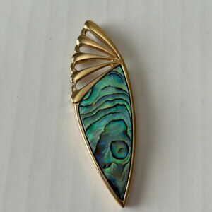 Ariki Paua Shell Pendent Gold Plated New Zealand Beautiful Vintage